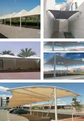 Top parking shed manufacturing and fixing services in Abu Dhabi by Prism Point Advertising